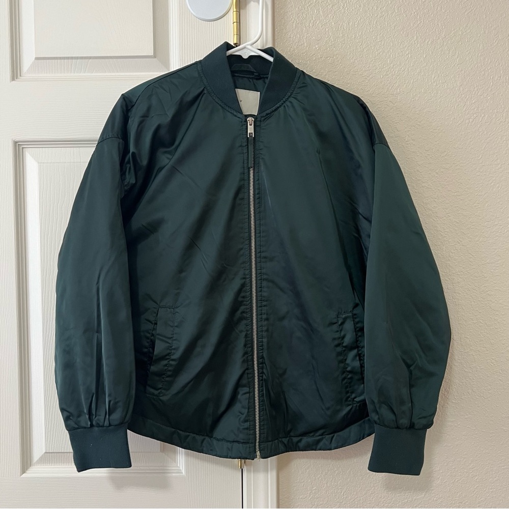 a new day Green Satin Bomber Jacket Small